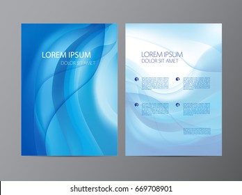 Vector abstract modern wavy blue flowing flyer, brochure, cover design. Abstract modern brochure design templates 