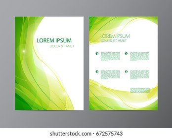 Vector abstract modern wavy green flowing flyer, brochure, cover design. Abstract modern brochure design templates 