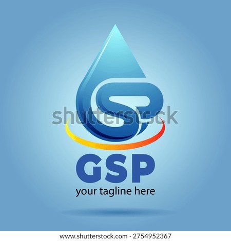 Vector abstract modification of GSP letters and water droplets into a logo or symbol.