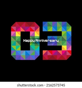Vector abstract, modification number 03 for symbol or icon celebration three year happy anniversary.