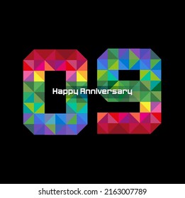 Vector abstract, modification number 09 for symbol or icon celebration ninth year happy anniversay.