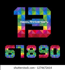 Vector abstract, modification number 13 for symbol or icon celebration thirteen year happy anniversary.