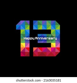 Vector abstract, modification number 13 for symbol or icon celebration thirteen year happy anniversary.