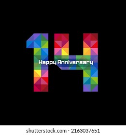 Vector abstract, modification number 14 for symbol or icon celebration fourteen year happy anniversary.