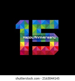 Vector abstract, modification number 15 for symbol or icon celebration fifteen year happy anniversary.