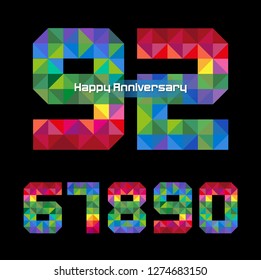 Vector abstract, modification number 92 for symbol or icon celebration ninety two year happy anniversary.