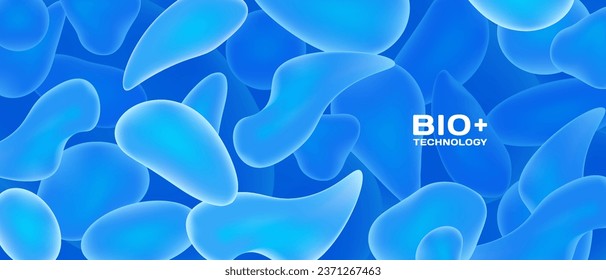 Vector abstract molecular blue background. Biotechnology. Macro. Bacteria. The simplest microorganisms.