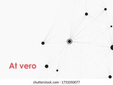 Vector abstract molecule of black color with large and small dots on white background.