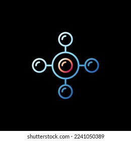 Vector Abstract Molecule Chemistry concept creative line icon on dark background