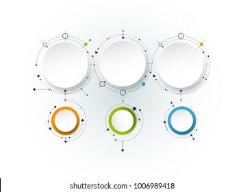 Vector abstract molecules with 3D paper label, integrated circles. Blank space for content, business, infographic template, diagram,network,web design. Light gray color background.  technology concept