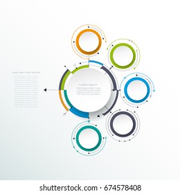 Vector abstract molecules with 3D paper label, integrated circles. Blank space for content, business, infographic template, diagram, network, web design. Social media connection technology concept