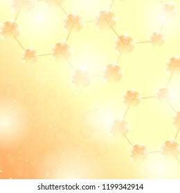 Vector Abstract Molecules Design. Structure Molecule and Communication. Scientific Background with Atom, Neurons or DNA. Hexagonal Genetic and Chemical Structure