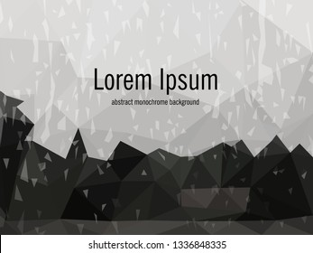 Vector Abstract Monochrome Background of Raining Day. Wallpaper of Weather with Trees in Low Poly Style. Vector illustration of Grey Fond. Nature backdrop. Ecology Concept for Your Graphic Design