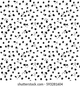 Vector Abstract Monochrome Dotted Background. Black and White Seamless Pattern. Random Whimsical Texture. 