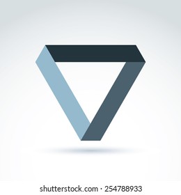 Vector abstract monochrome isosceles triangle. Geometric symbol isolated on white background.