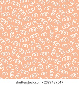 Vector abstract monochrome seamless pattern with springs. Trendy color of 2024 Peach Fuzz