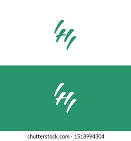 Vector abstract monogram IHI in the form of strokes and hieroglyph. Logo for business card and web. 