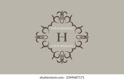 Vector abstract monogram with letter H. Refined linear style in brown colors - beauty, jewelry and fashion concept. Universal premium logo, emblem