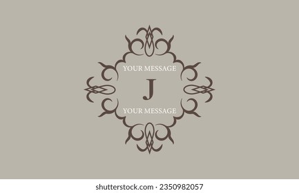 Vector abstract monogram with letter J. Refined linear style in brown colors for beauty, jewelry and fashion concept. Universal premium logo, emblem
