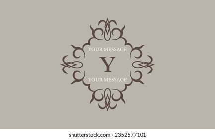 Vector abstract monogram with letter Y. Refined linear style in brown colors for beauty, jewelry and fashion concept. Universal premium logo, emblem