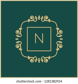 Vector abstract monogram and logo design template. Trendy linear style in golden colors - beauty, jewelry and fashion concepts.