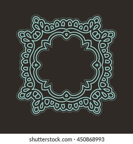 Vector abstract monogram and logo design template. Decorative line art frames. Elegant element for design in Eastern style with space for text.Lace illustration for invitations cards