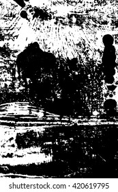 Vector abstract monotype background. Monotype. Stains and splashes. Template for your design. Hand drawn.