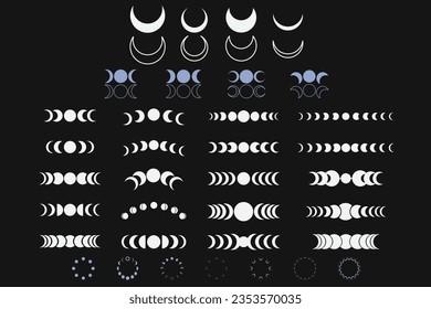 Vector abstract moon phases illustrations 