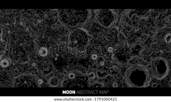 Vector
abstract Moon relief map. Generated conceptual lunar elevation map.
Isolines of landscape surface elevation. Geographic map conceptual
design. Elegant background for
presentations
