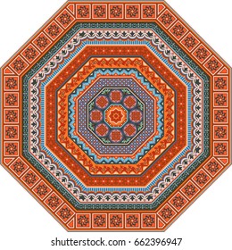 Vector abstract mosaic ethnic mandala octahedron figure