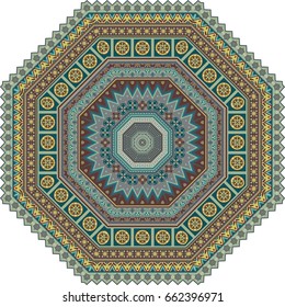 Vector abstract mosaic ethnic mandala octahedron figure