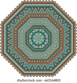 Vector abstract mosaic ethnic mandala octahedron figure