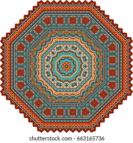 Vector abstract mosaic ethnic mandala octahedron figure