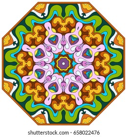 Vector abstract mosaic hand drawn mandala octahedron figure
