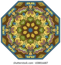 Vector abstract mosaic hand drawn mandala octahedron figure
