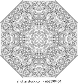 Vector abstract mosaic hand drawn mandala octahedron figure