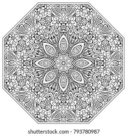 Vector abstract mosaic hand drawn mandala octahedron figure