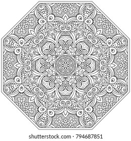 Vector abstract mosaic hand drawn mandala octahedron figure
