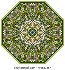 Vector abstract mosaic hand drawn mandala octahedron figure