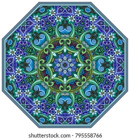 Vector abstract mosaic hand drawn mandala octahedron figure