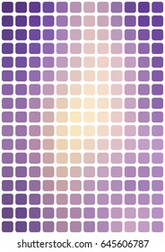Vector abstract mosaic light purple background with rounded square tiles over white, vertical format.