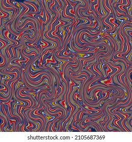 Vector, Abstract, Mosaic Pattern of Multi-Colored Curls and Curvilinear Shapes in Red and Blue Tones