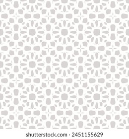 Vector abstract mosaic seamless pattern. Gray and white ornamental texture, Oriental style. Subtle elegant background. Geometric ornament with floral grid, lattice. Repeating decorative geo design