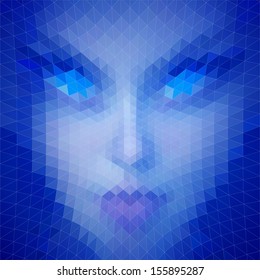 Vector abstract mosaic of a woman face.