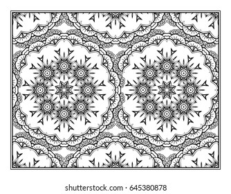 Vector abstract motifs pattern page for antistress coloring