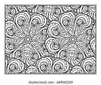 Vector abstract motifs pattern page for antistress coloring