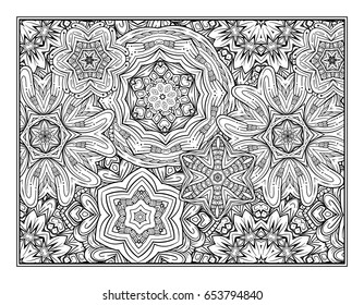 Vector abstract motifs pattern page for antistress coloring