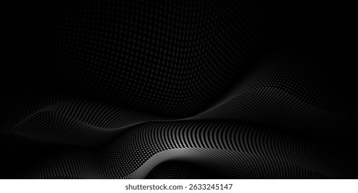 Vector abstract motion, smooth, soft wave line pattern and dot particle. Curve and fluid shape on black background. Illustration modern graphic design for luxury wallpaper or futuristic, technology