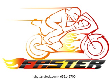 Vector abstract, motor racing on fire as logo or symbol racing event