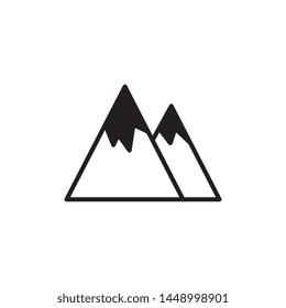 Vector abstract mountain rock black silhouette icon. Natural terrain element for graphic design. Landscape decoration object, symbol of climbing, extreme sports and adventure. Isolated illustration